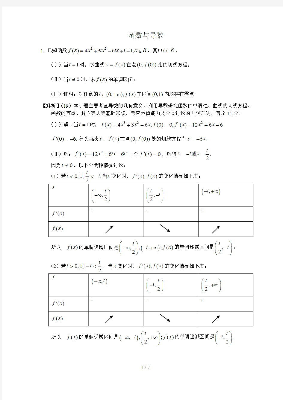 函数与导数经典例题--高考压轴题(含标准答案)