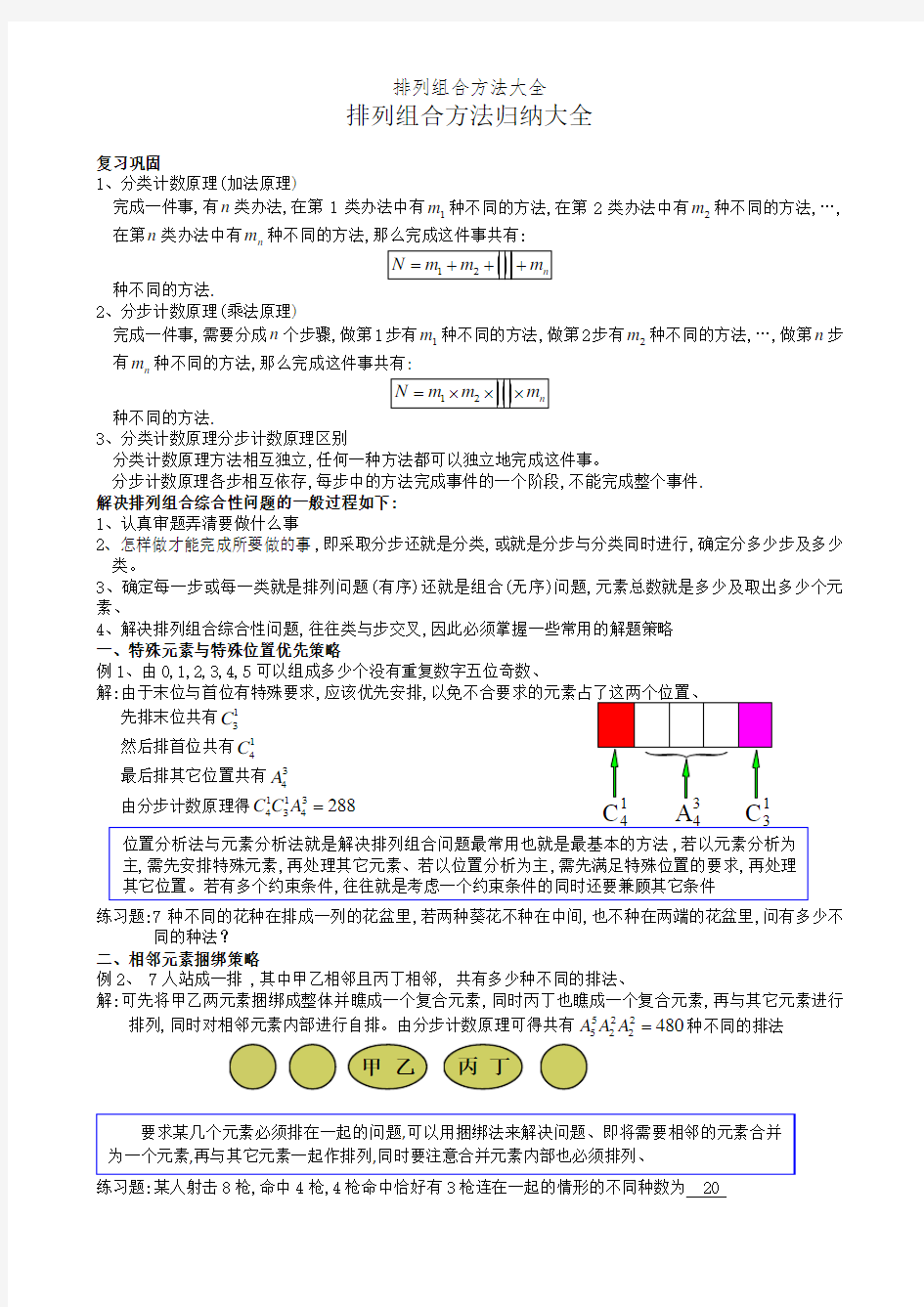 排列组合方法大全