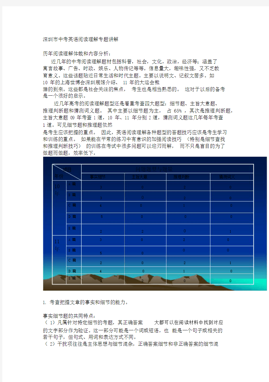 (完整版)深圳市中考英语阅读理解专题讲解.docx