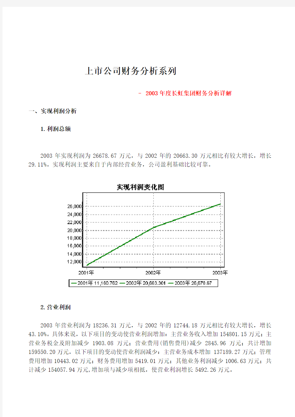 长虹集团财务分析详解