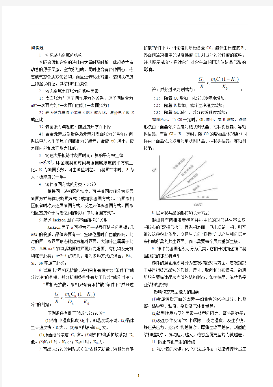 《材料成形原理》考试要点重点及答案