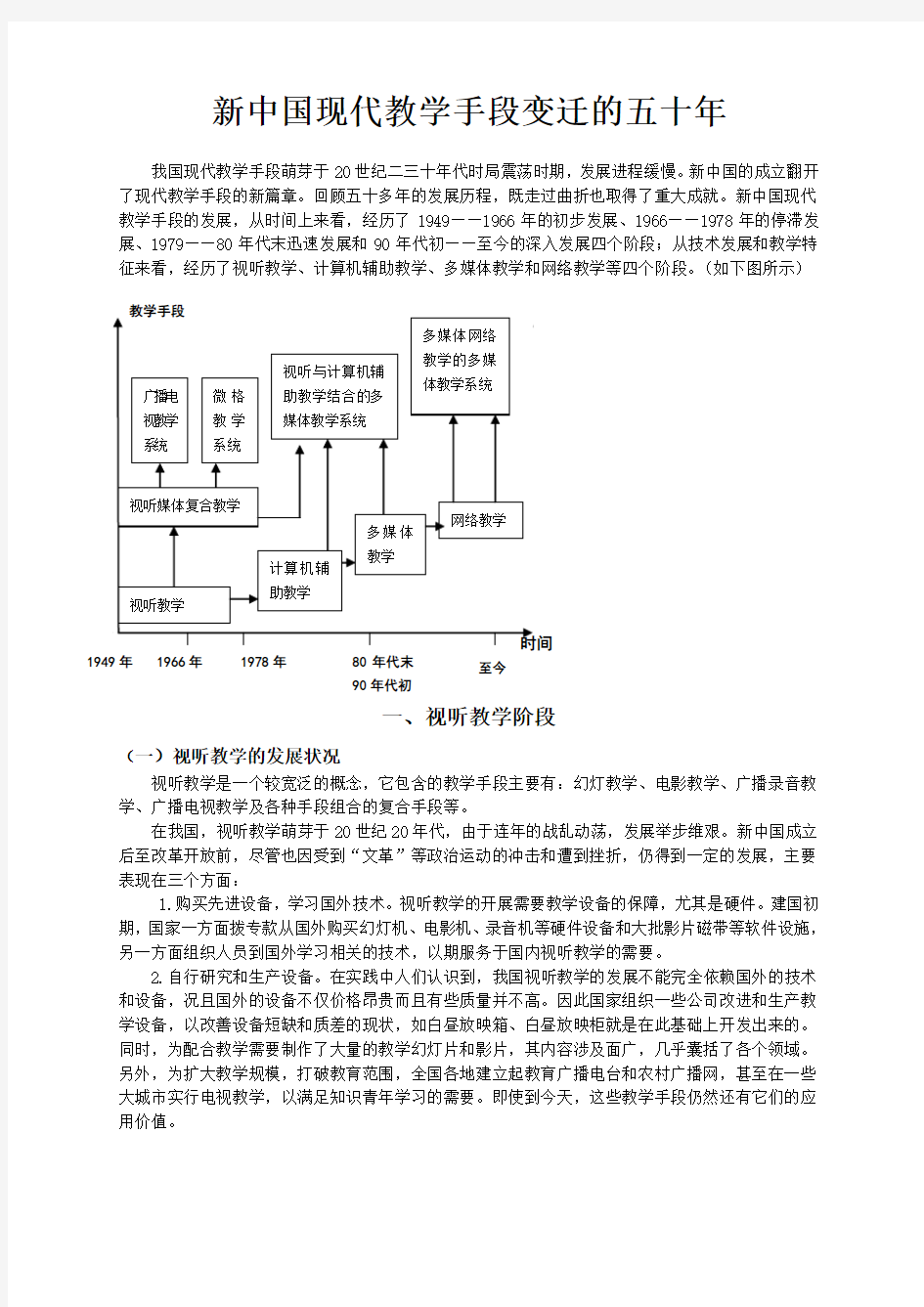 新中国现代教学手段变迁的五十年