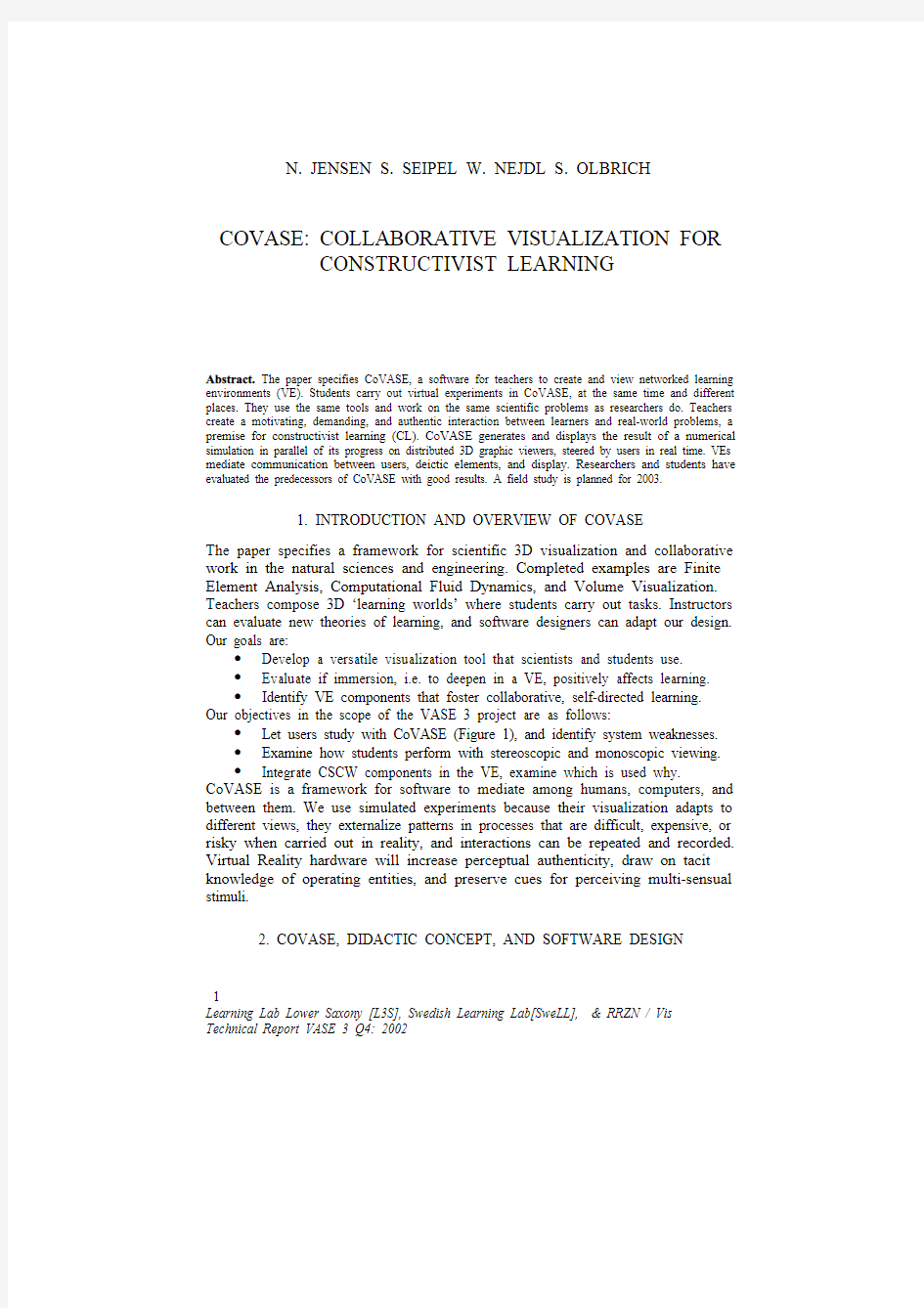 COVASE COLLABORATIVE VISUALIZATION FOR CONSTRUCTIVIST LEARNING