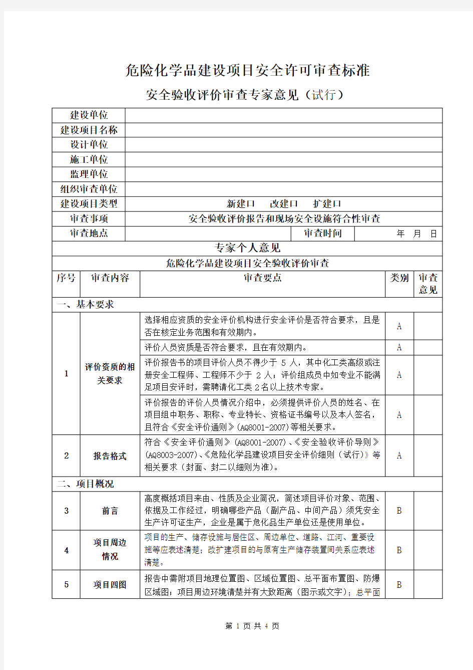 安全验收评价审查专家意见