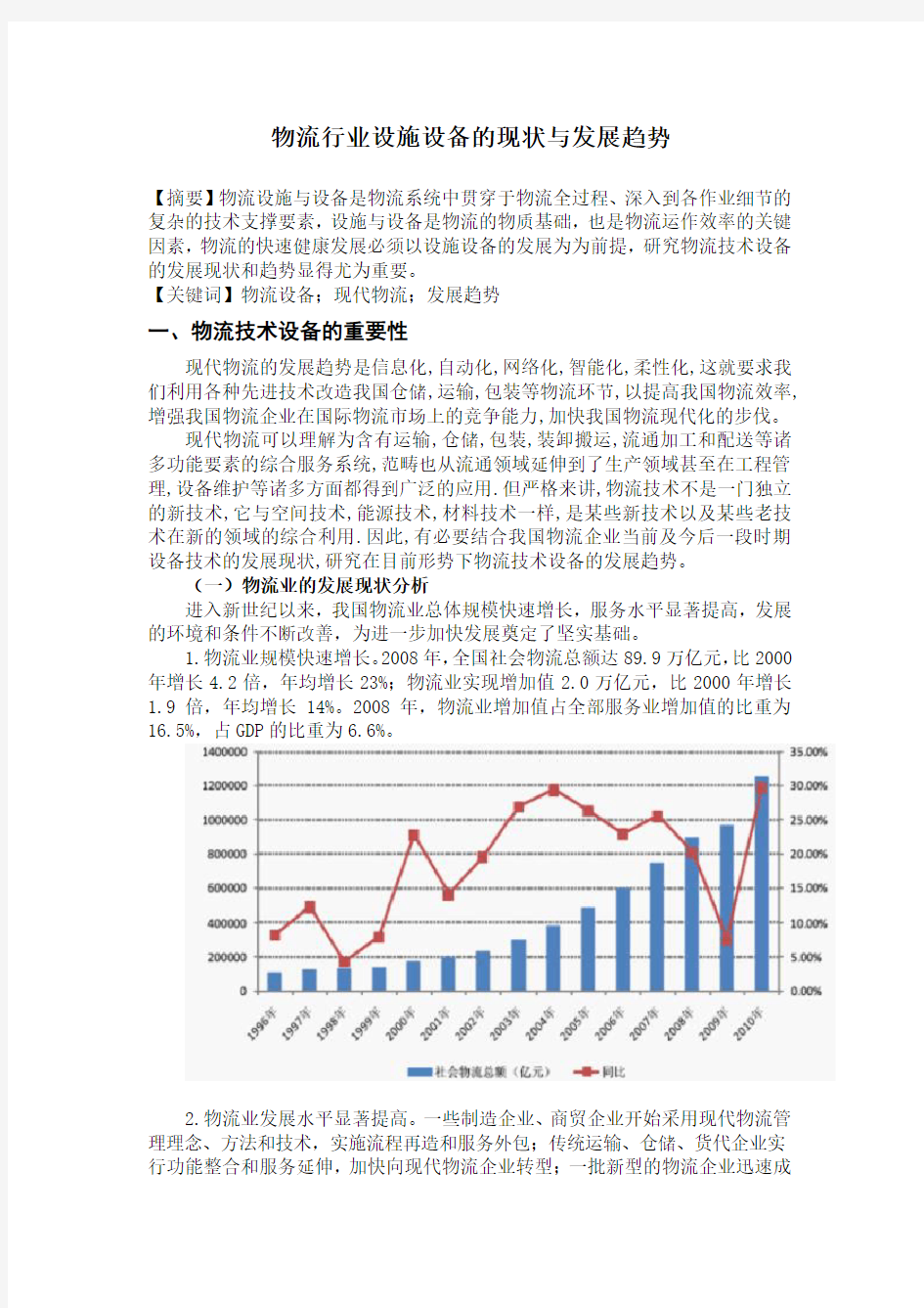 物流设施设备论文