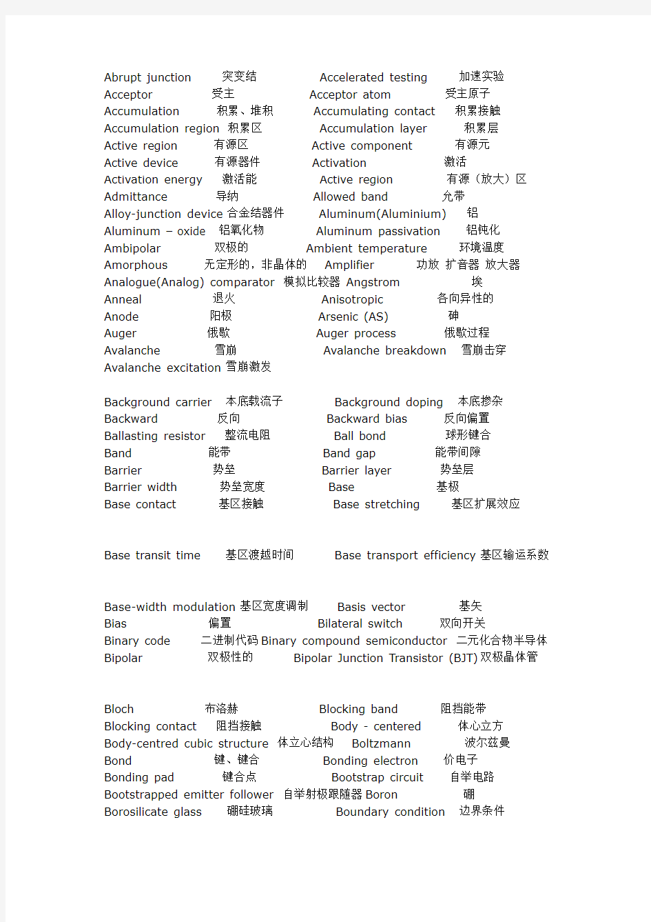 集成电路专业英语词汇