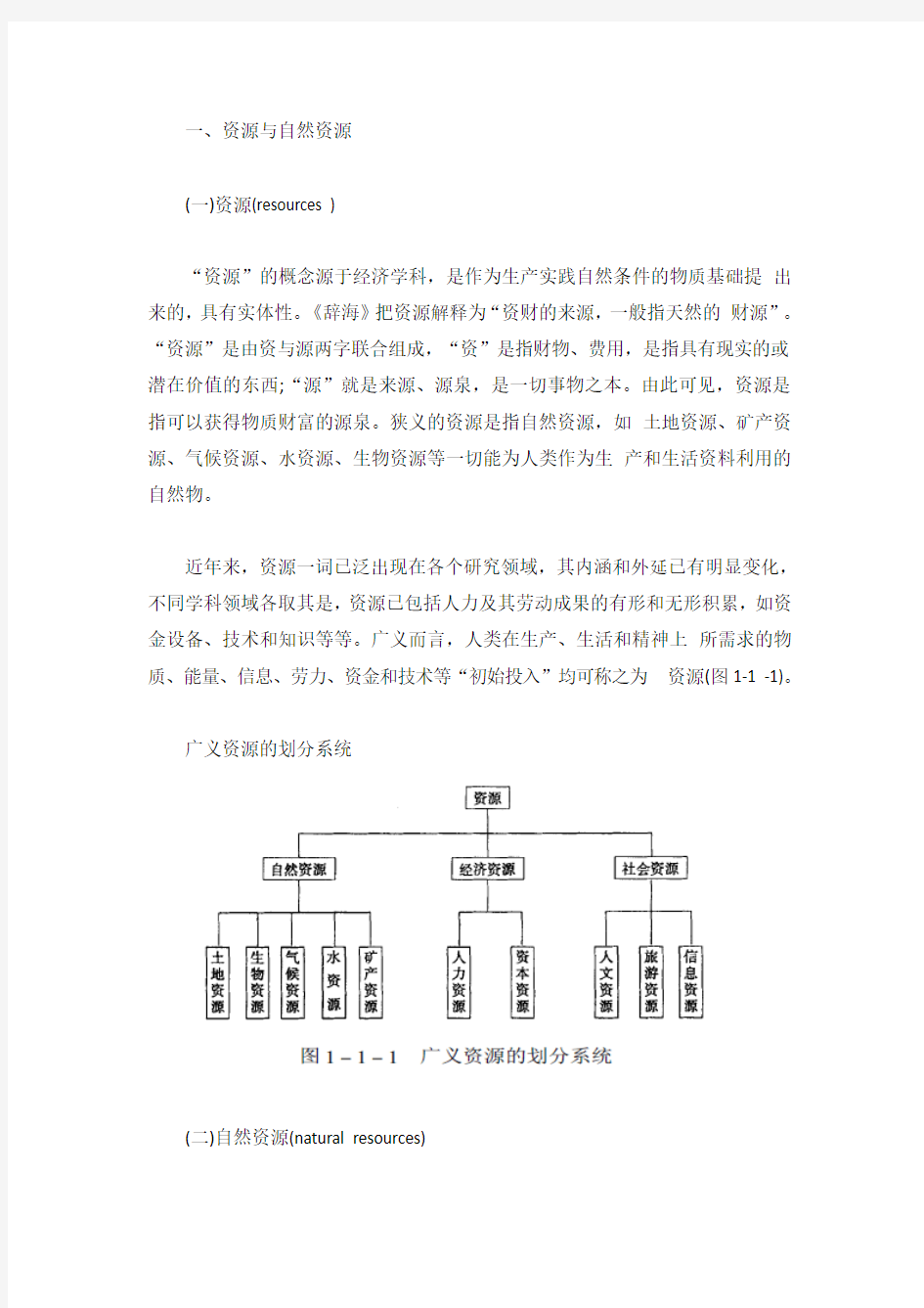 资源与自然资源