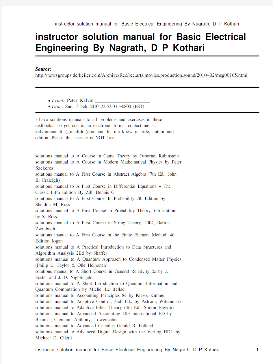 instructor solution manual for Basic Electrical