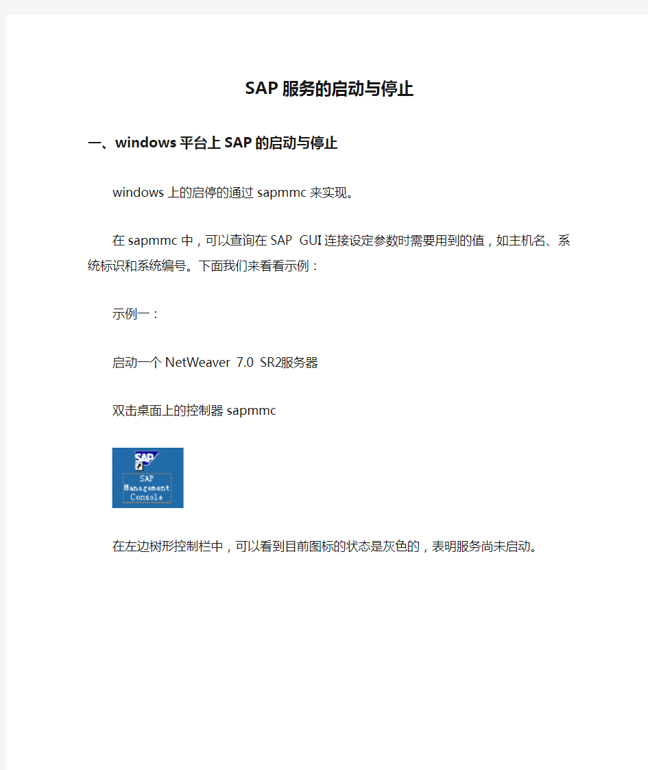 SAP服务的启动与停止