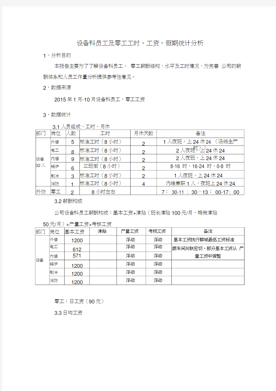 工时分析报告