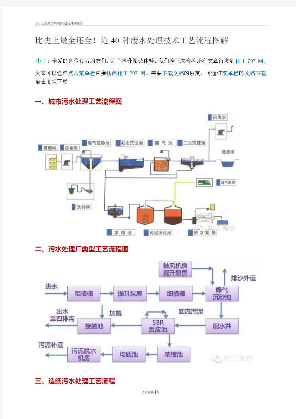 四十种污水处理工艺流程图