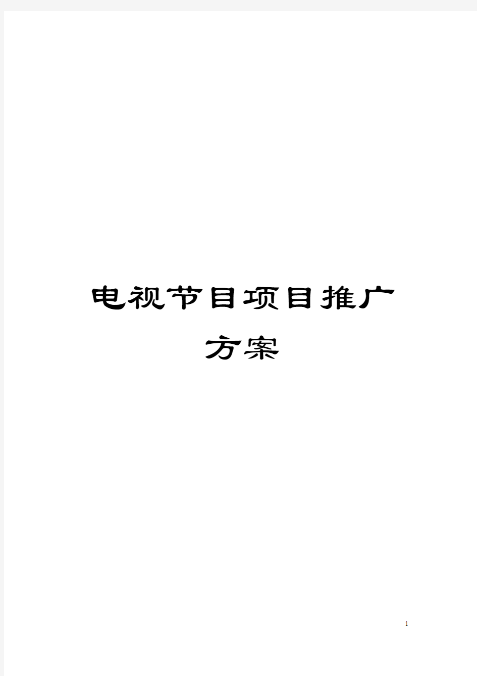 电视节目项目推广方案模板