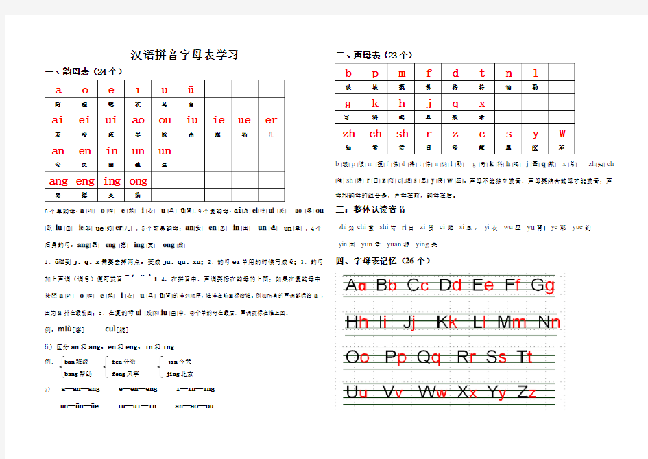 汉语拼音字母表学习(超全)
