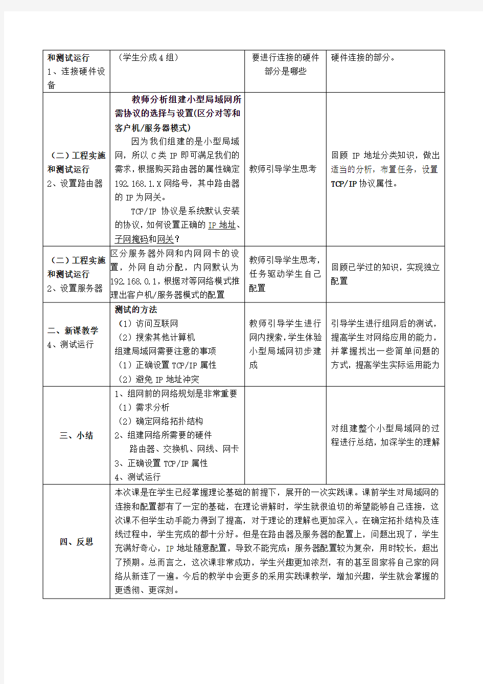 《动手组建小型局域网》教案