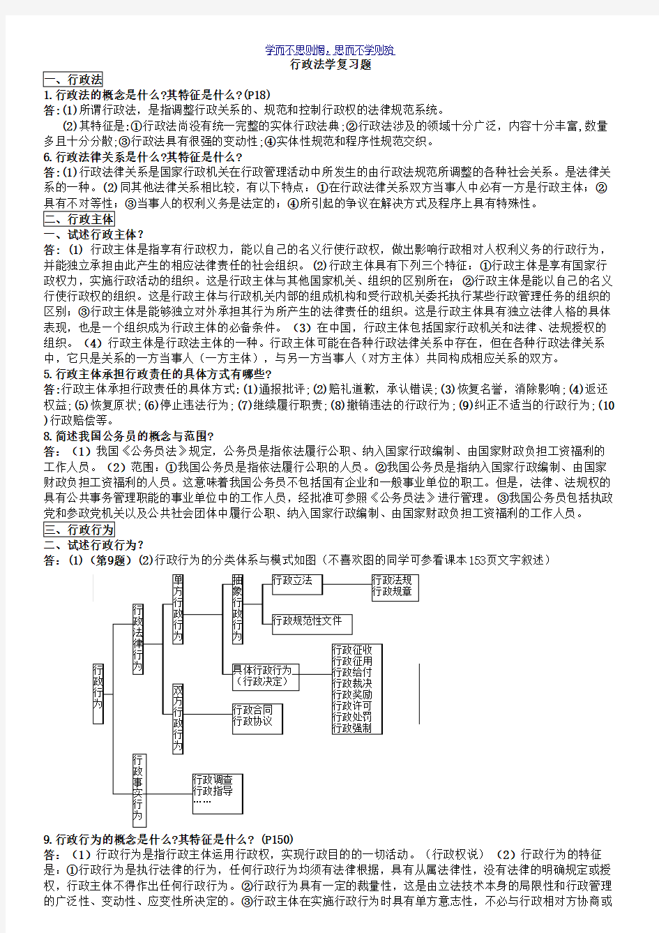 行政法学复习题参考答案