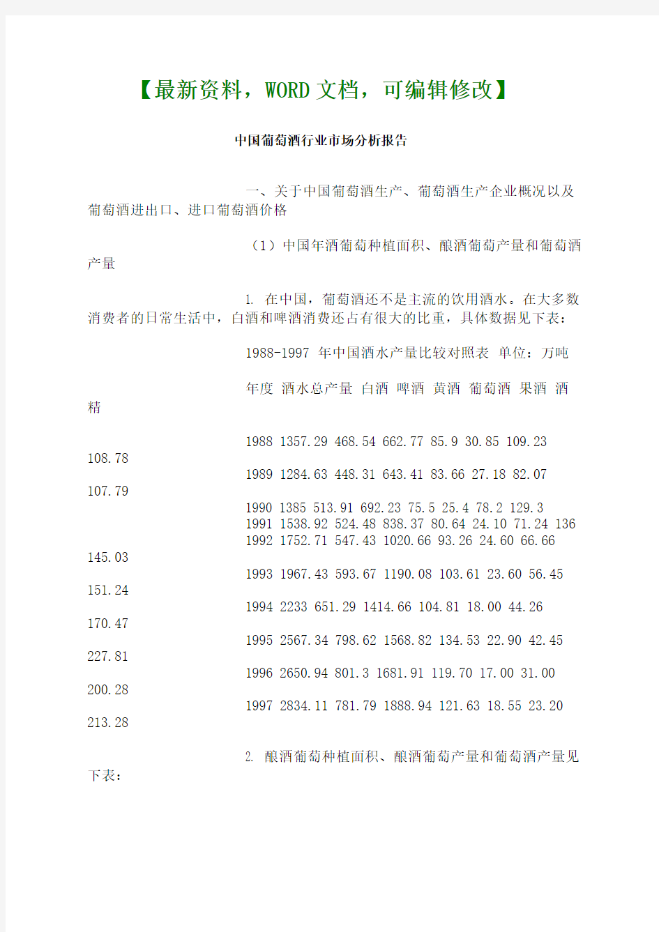 中国葡萄酒行业市场分析调研报告