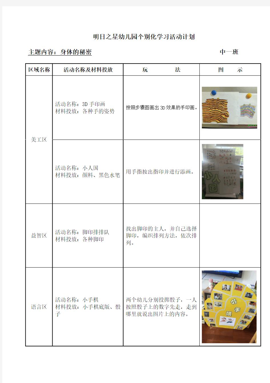 个别化学习活动计划(身体的秘密)