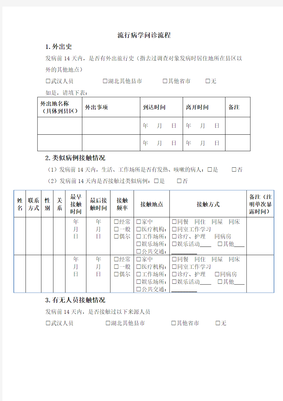 流行病学问诊流程