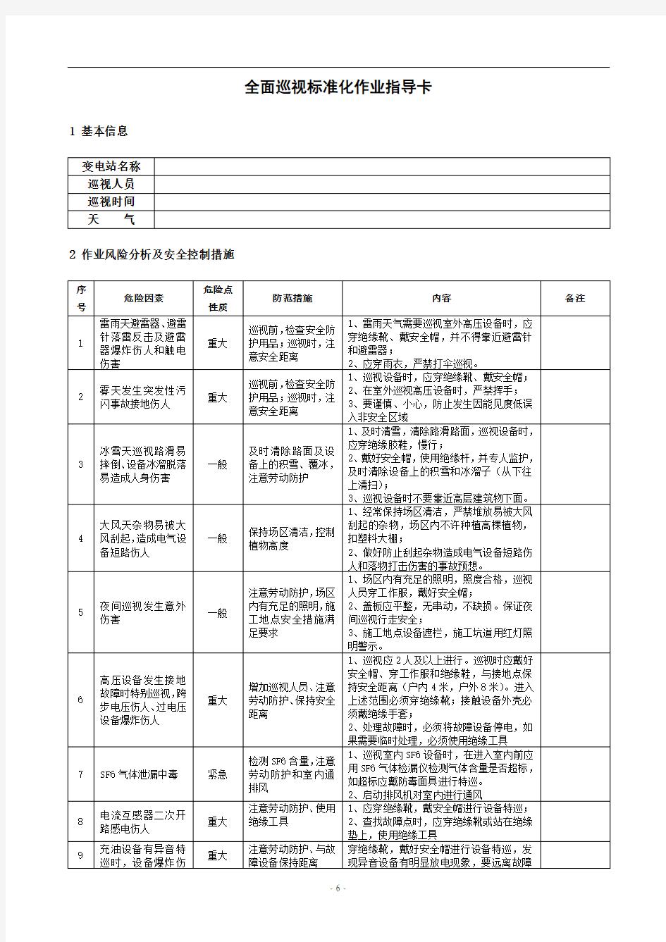 变电站全面巡视标准化作业指导卡.doc