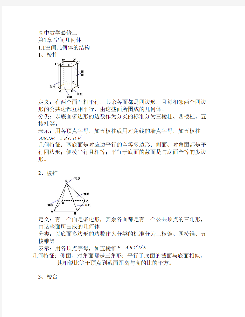 (完整版)高中数学必修二知识点总结