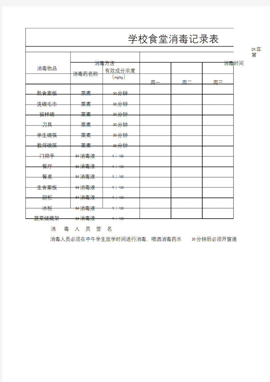 学校食堂消毒记录表.doc