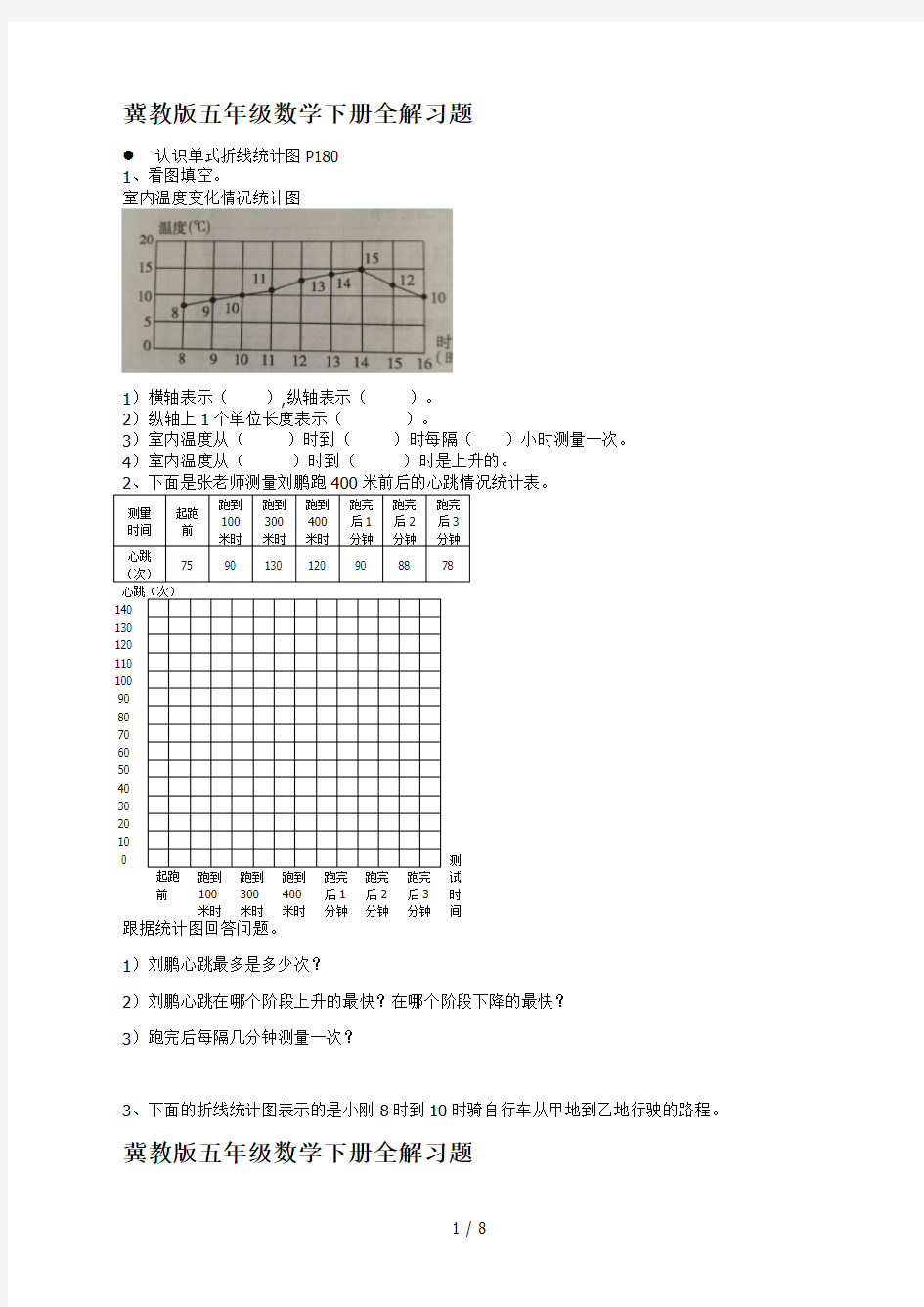 最新冀教版五年级数学下册全解习题