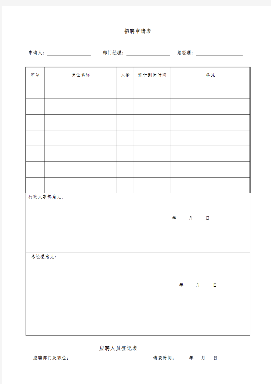 公司HR常用表格模板