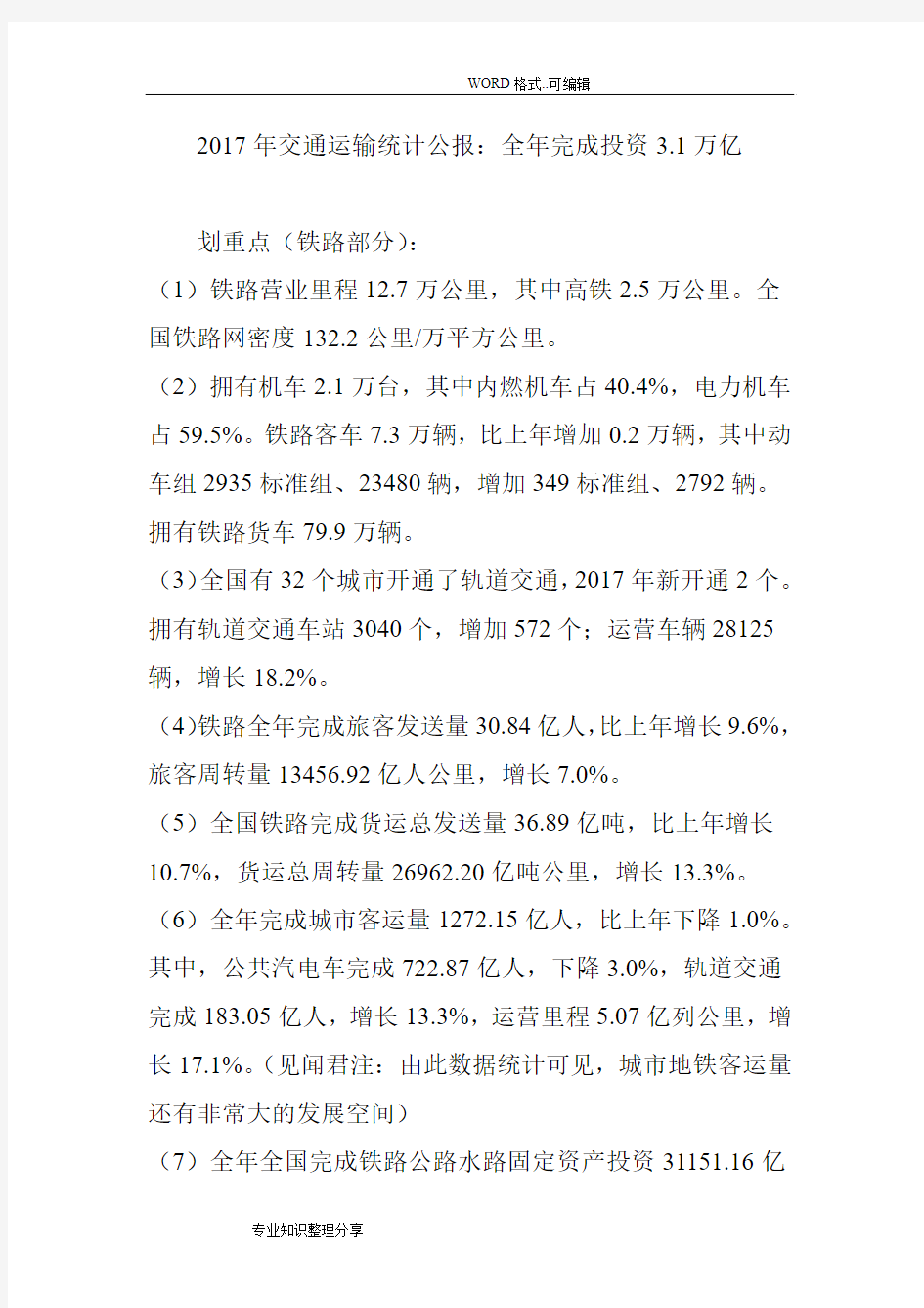 2018交通运输统计公报_全年完成投资3.1万亿