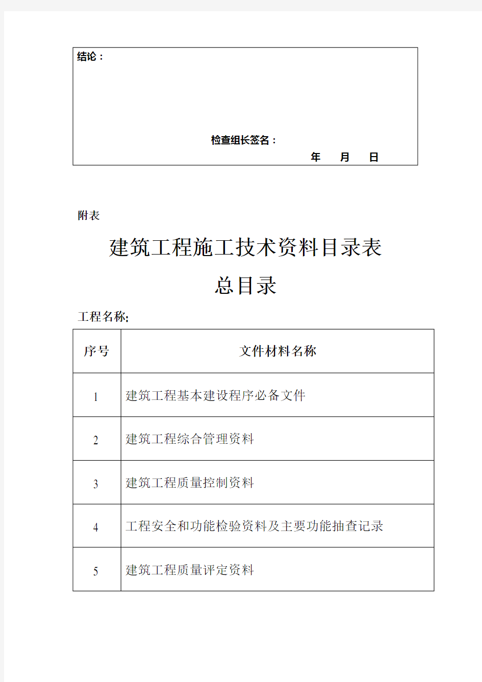 工程质量验收检查记录表