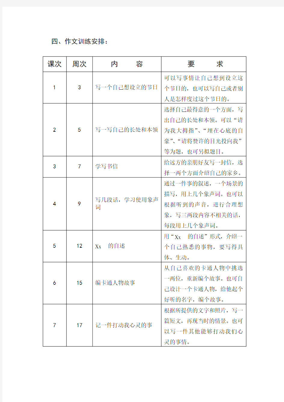 四年级上册作文教学计划