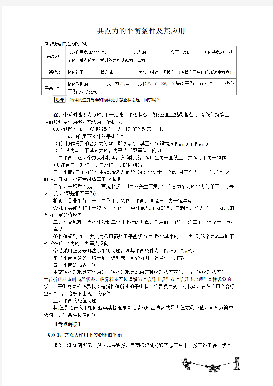 共点力的平衡条件及其应用