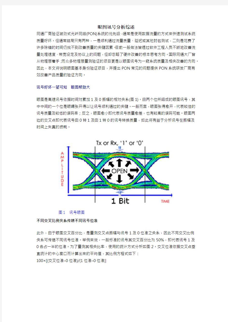 眼图讯号分析综述