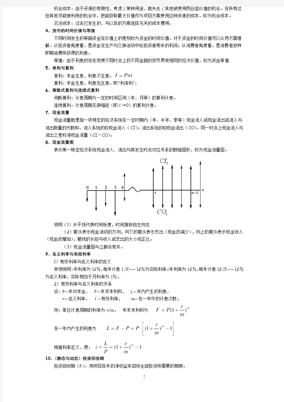 工程经济学知识点 学习总结