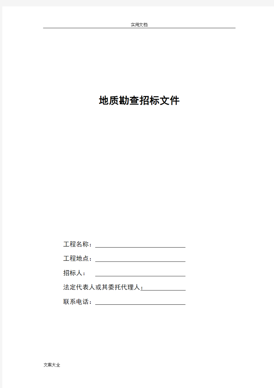 地质勘查招标文件资料