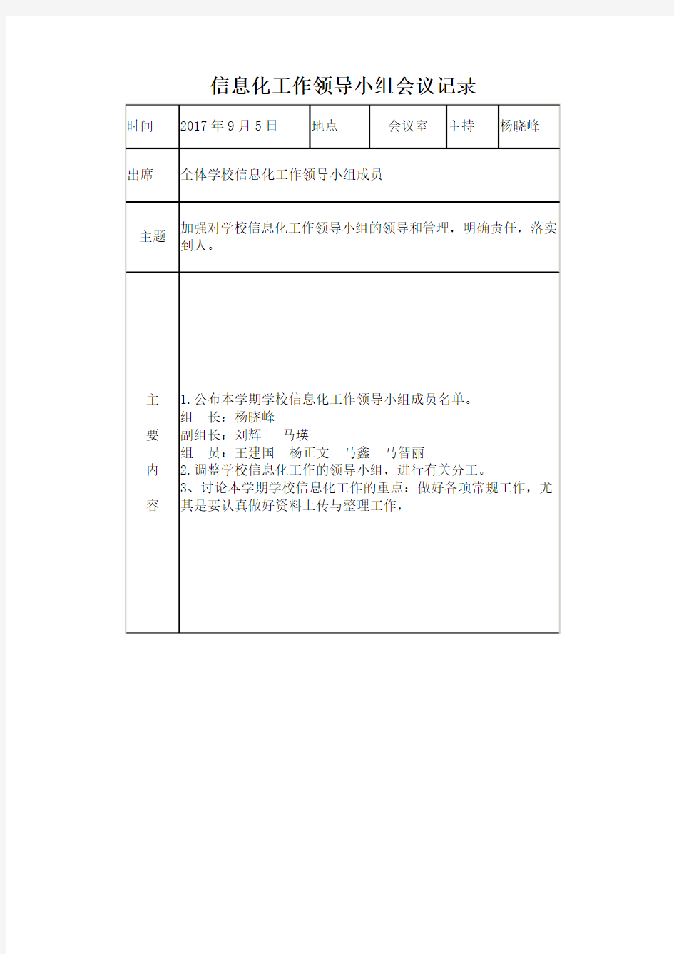 信息化工作领导小组会议记录已打印