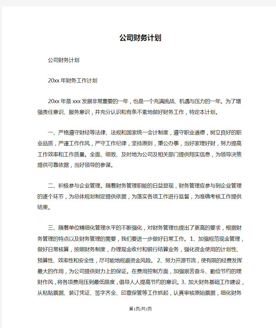 公司财务计划