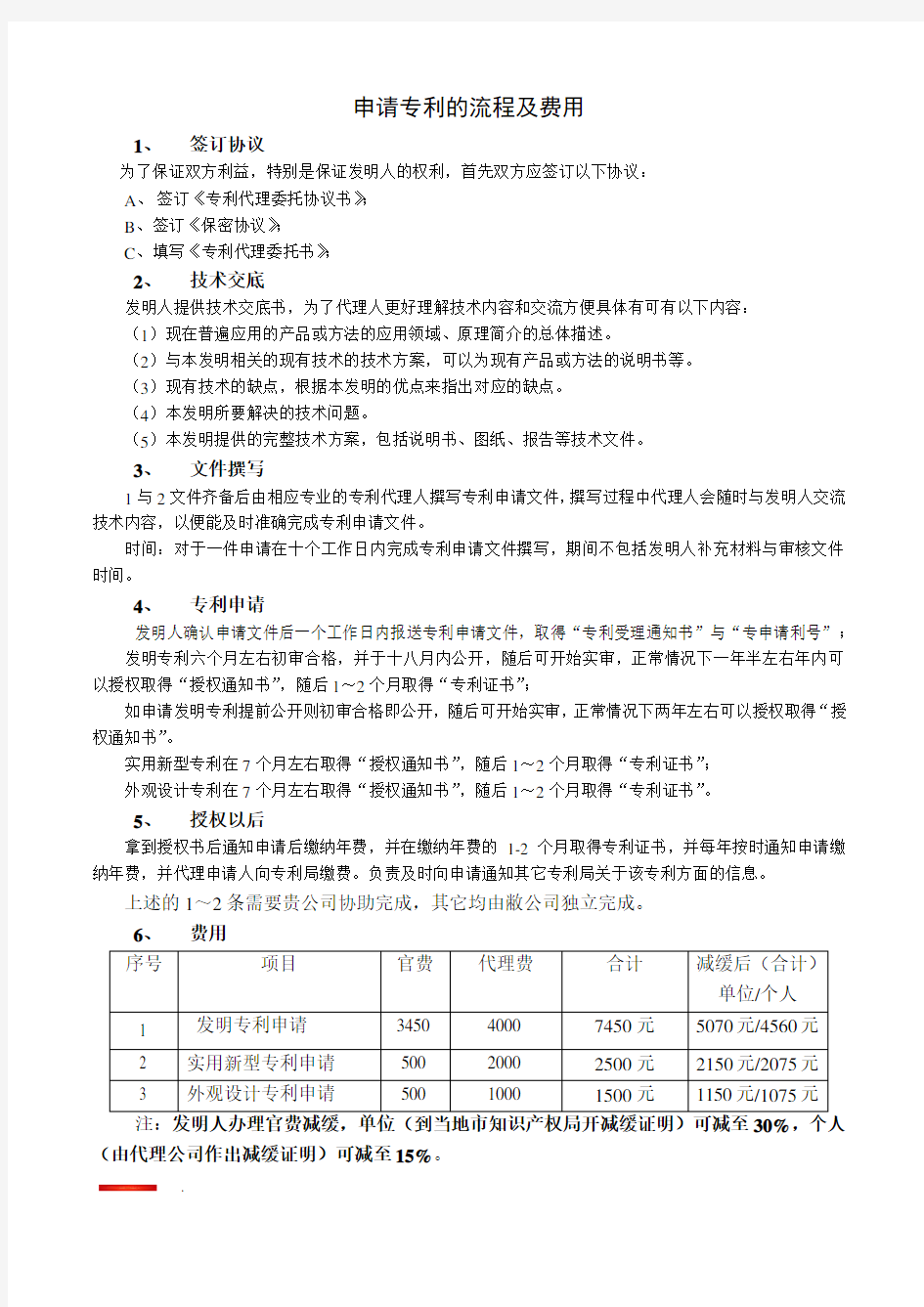 申请专利的流程及费用