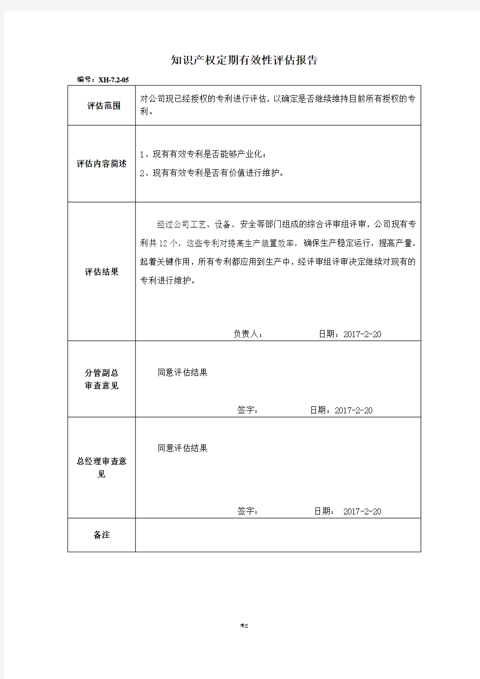 知识产权定期有效性评估报告