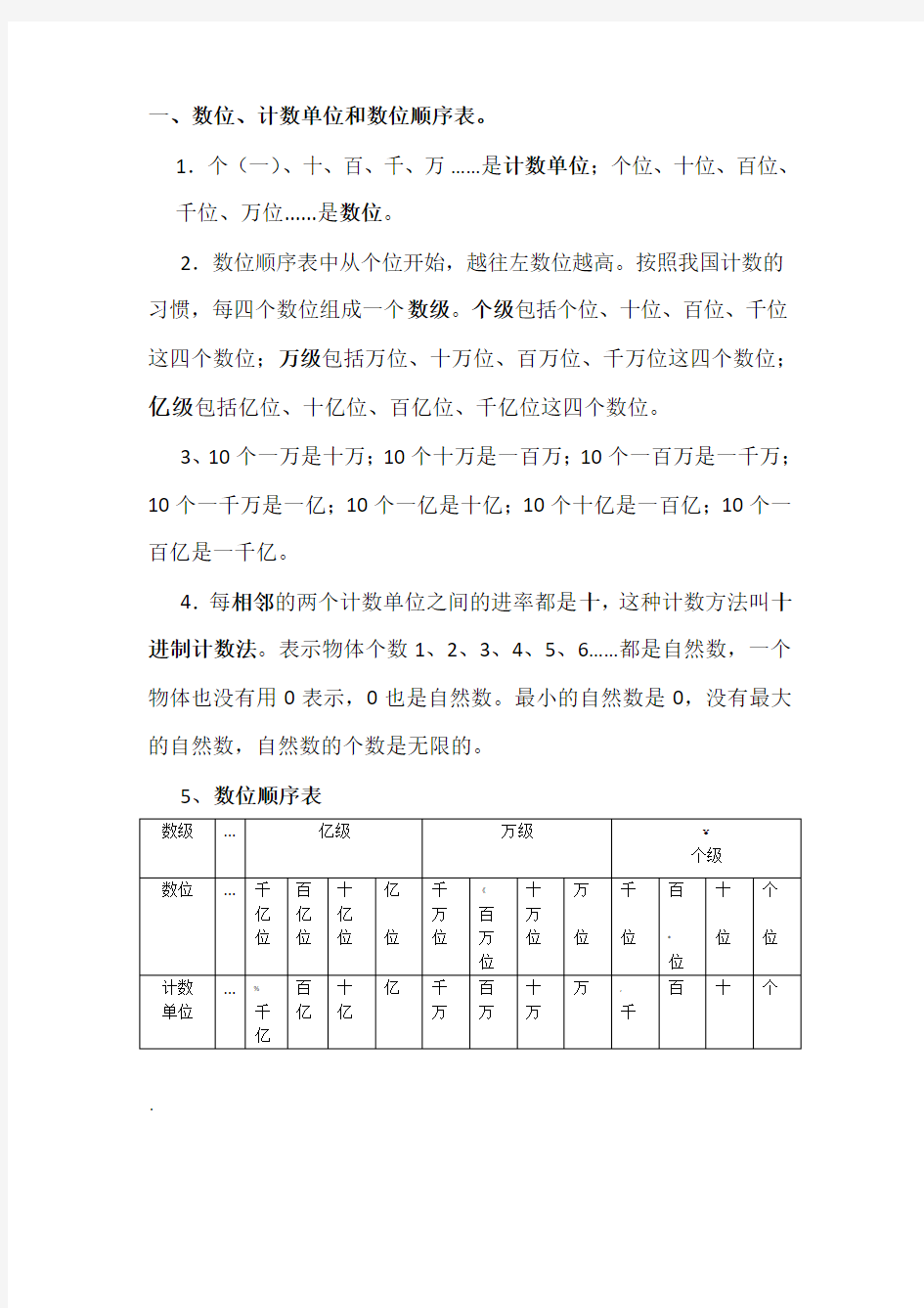 1.1数位、计数单位和数位顺序表