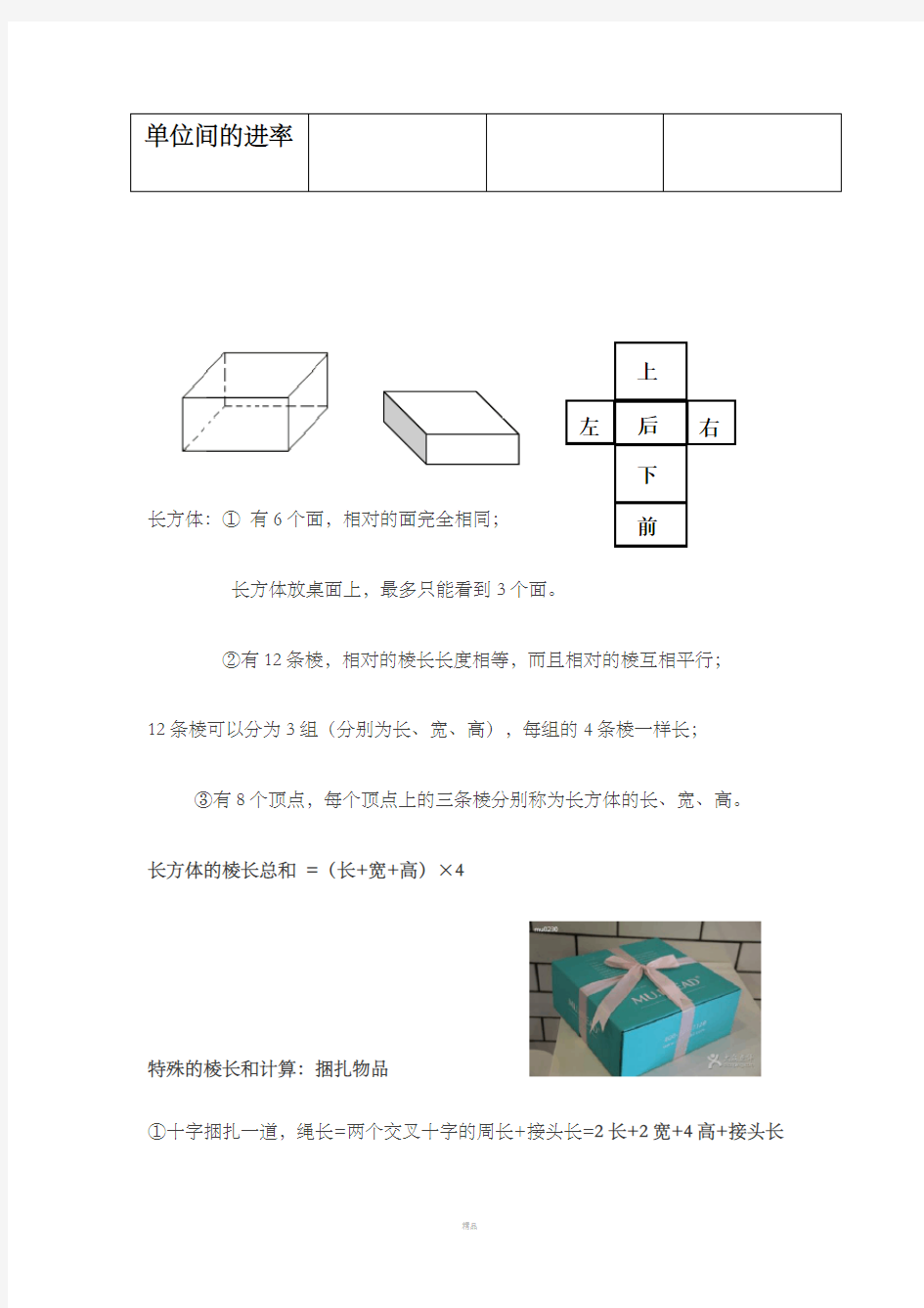 长方体和正方体知识点总结cxd