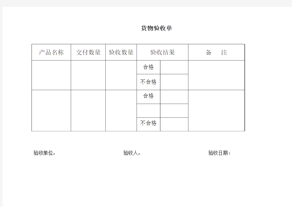 货物验收单模板(通用)