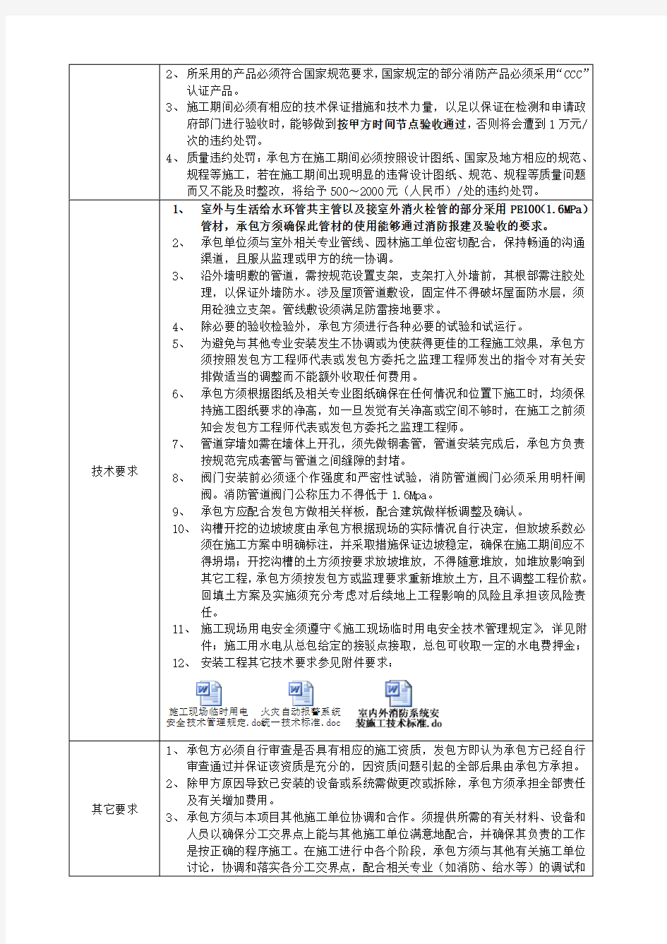 土建总承包工程采购技术要求及质量要求