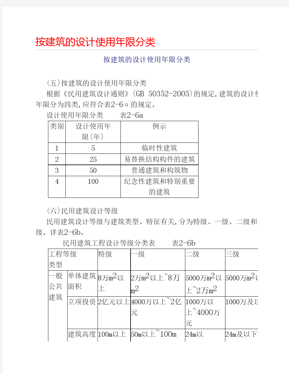 按建筑的设计使用年限分类