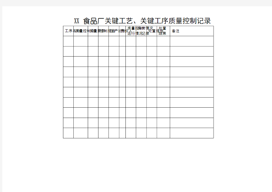 关键工艺、关键工序质量控制记录