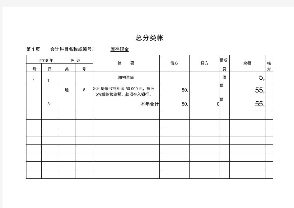 总账账格式