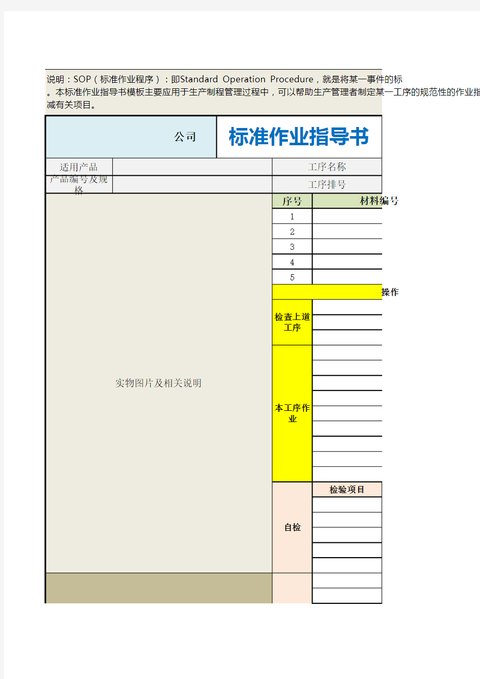 标准作业指导书(SOP)模板