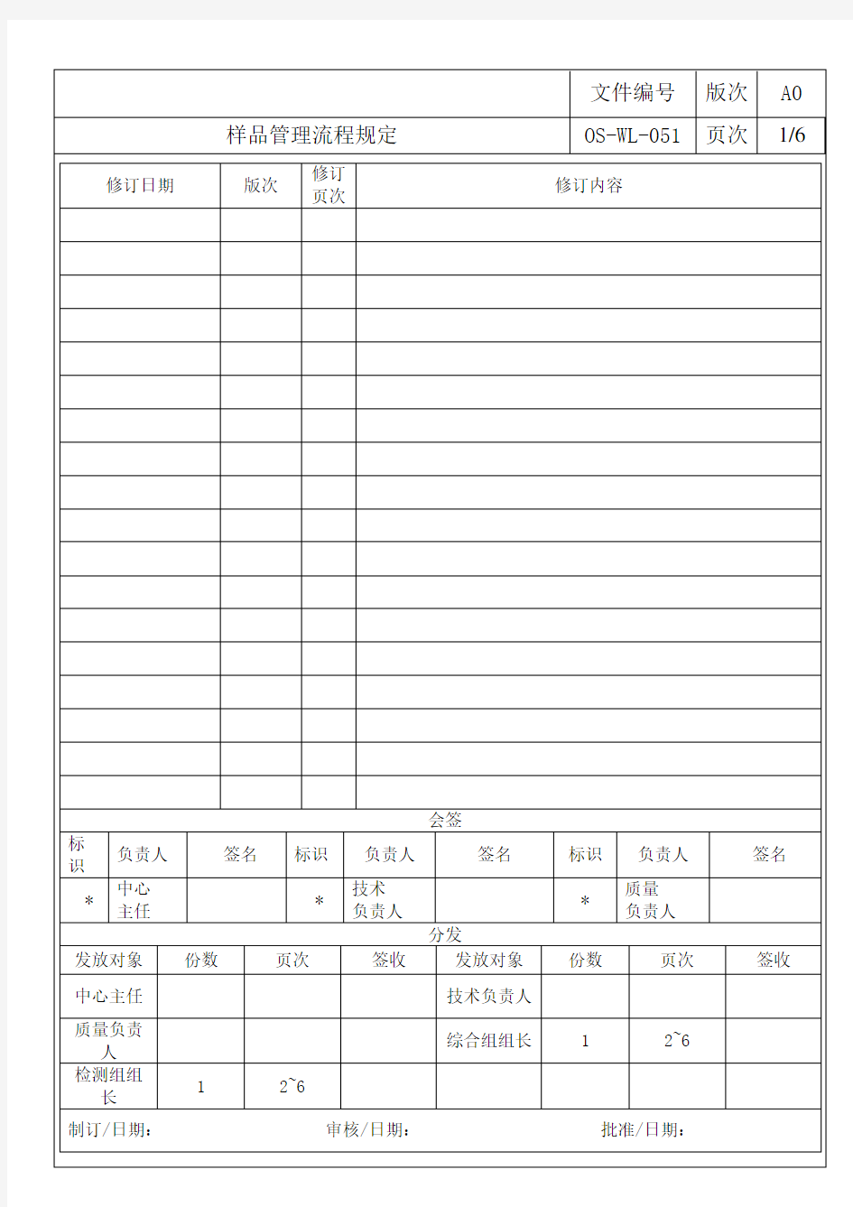 样品检测流程管理规定