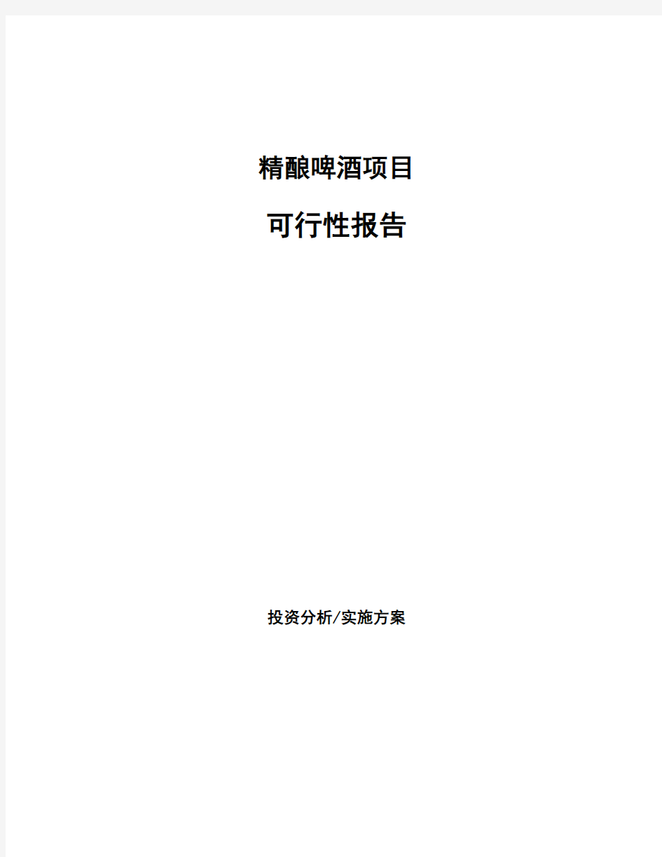 精酿啤酒项目可行性报告 (1)