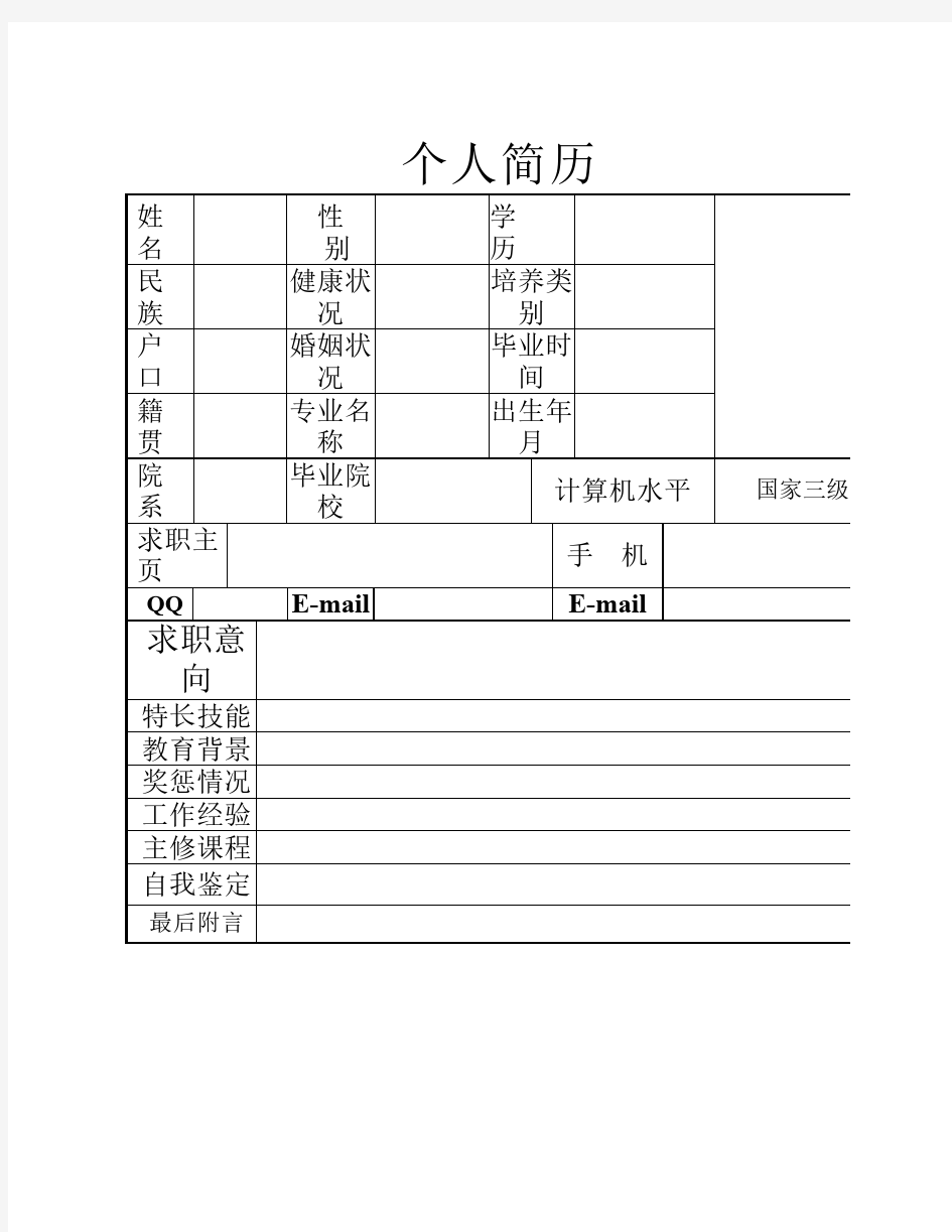 个人简历模板大全(word版可编    辑)