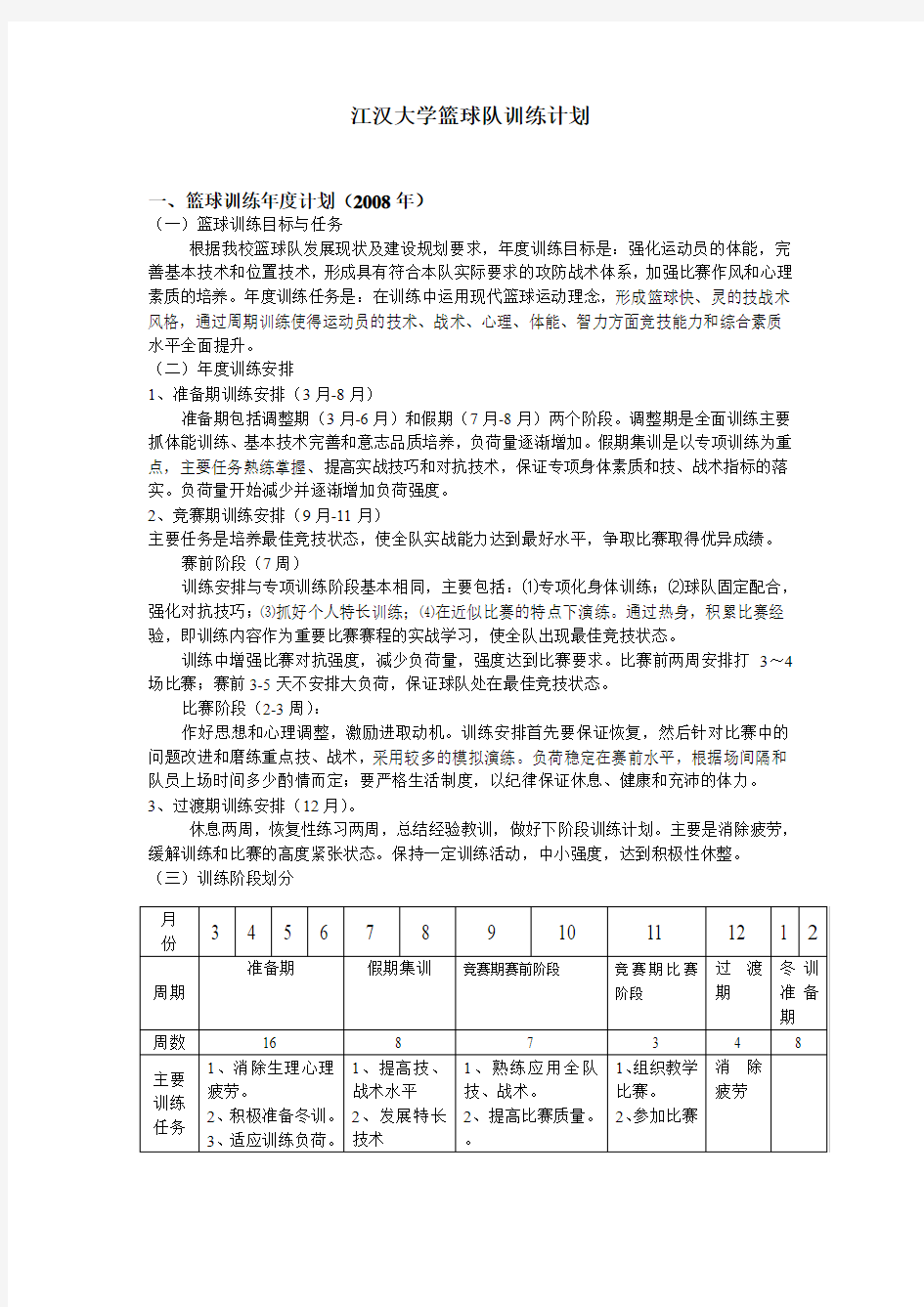 [高等教育]江汉大学篮球队训练计划